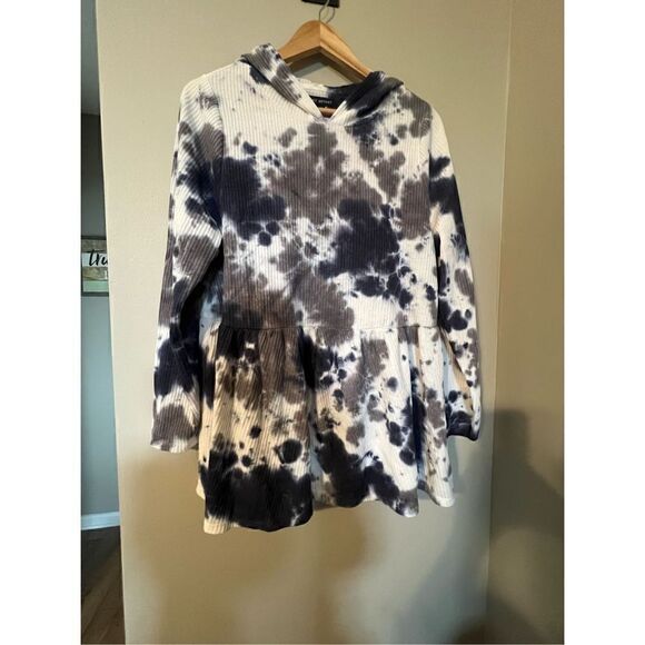 Lane Bryant Women’s Size 14/16 Waffle Knit Peplum Hoodie Black White Tie Dye NWT - Picture 5 of 10
